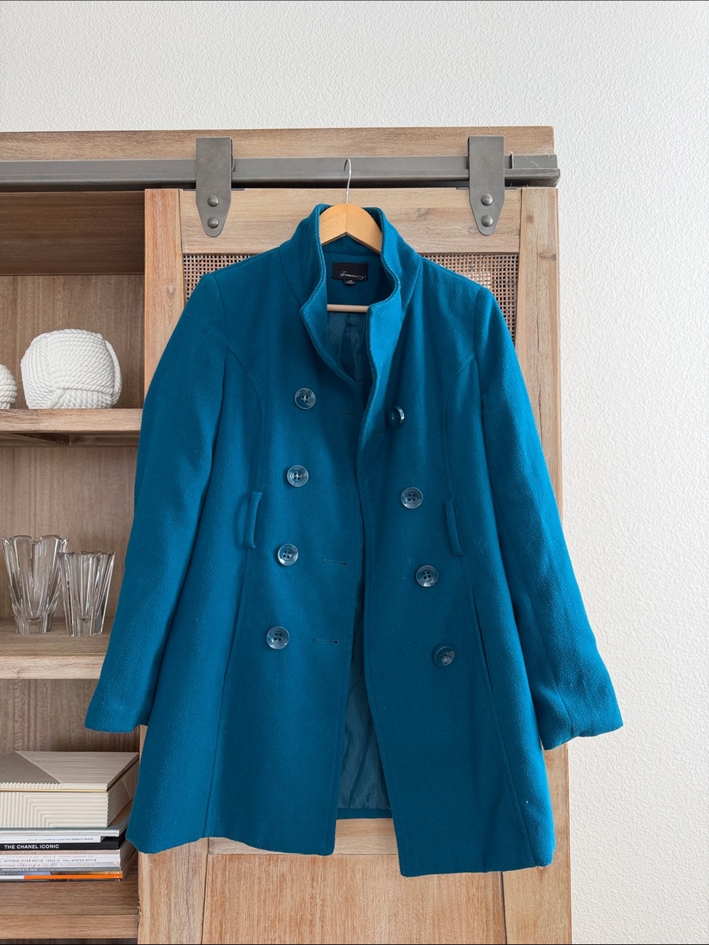 Forever 21 Teal Double-Breasted Pea Coat